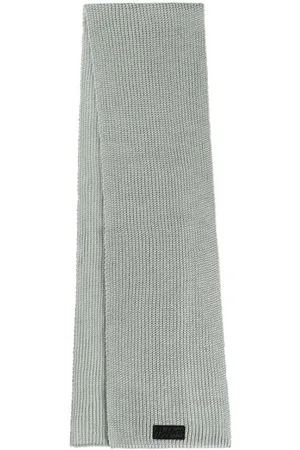 Malelions Men Ribbed Logo Scarf | Aqua Grey