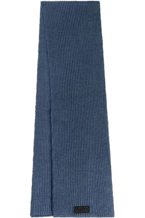 Malelions Men Ribbed Logo Scarf | Blue Slate