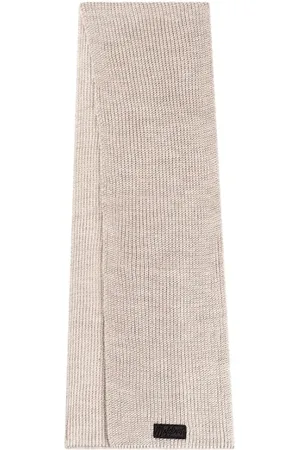 Malelions Men Ribbed Logo Scarf | Taupe