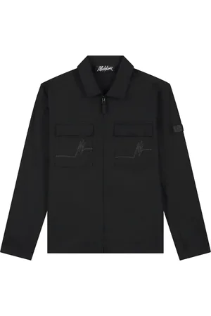 Malelions Men Cotton Zip Overshirt | Black