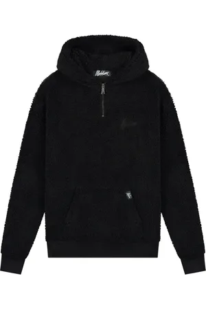 Malelions Men Sherpa Signature Half Zip Hoodie | Black