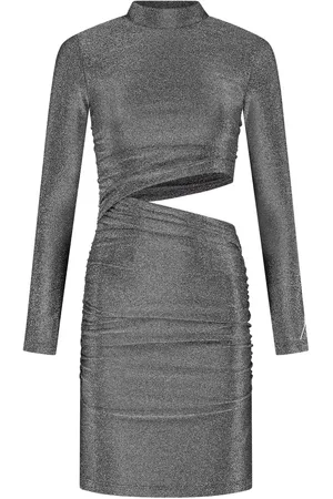Malelions Women Sparkling Cut-Out Dress | Silver