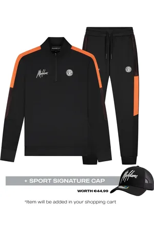 Malelions Sport Transfer Quarter Zip Tracksuit | Black/Orange