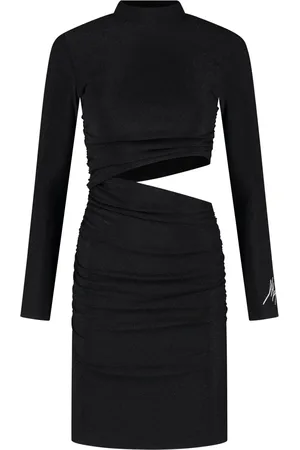 Malelions Women Sparkling Cut-Out Dress | Black