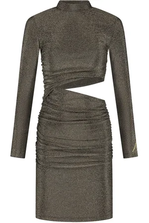 Malelions Women Sparkling Cut-Out Dress | Gold