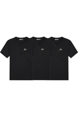 Malelions Men Signature V-Neck T-Shirt 3-Pack | Black