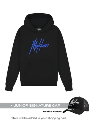 Malelions Junior Essentials Hoodie | Black/Cobalt