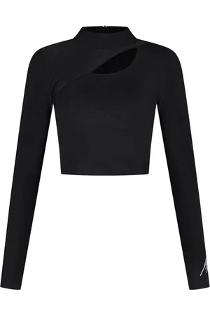 Malelions Women Sparkling Cut-Out Crop Top | Black