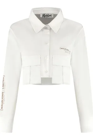 Malelions Women Cropped Button-Up Shirt | White
