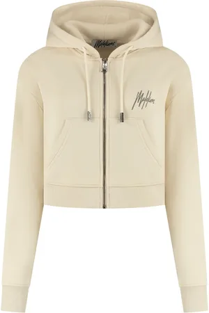 Malelions Women Cropped Zip Hoodie | Humus