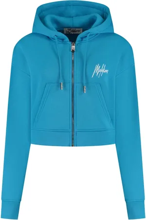 Malelions Women Cropped Zip Hoodie | Azzurro