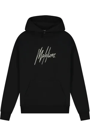 Malelions Men Striped Signature Hoodie | Black