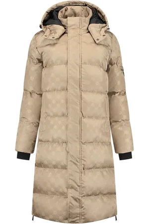 Malelions Women Monogram Long Puffer Jacket | Taupe