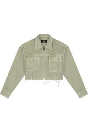 Malelions Women Cropped Cargo Jacket | Army Green