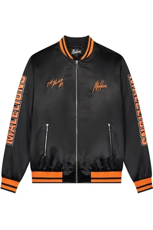 Malelions X Jeffrey Herlings Satin Crew Jacket | Black/Orange