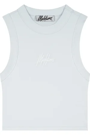 Malelions Women Signature Sleeveless Crop Top | Light Blue