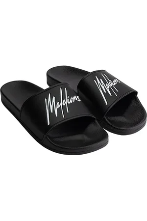 Malelions Men Signature Slides | Black/White