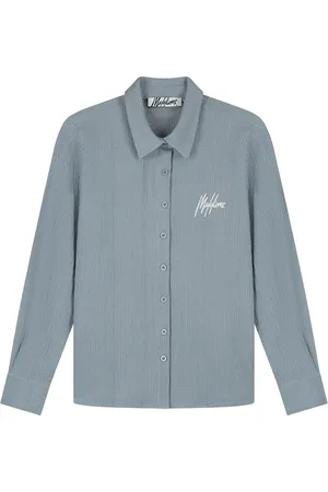Malelions Women Seersucker Button-Up Shirt | Dark Grey