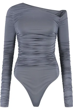 Malelions Women Drape Bodysuit | Dark Grey