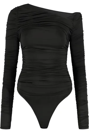 Malelions Women Drape Bodysuit | Black