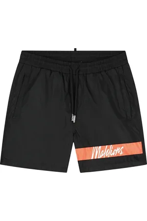 Malelions Men Captain Swim Shorts | Black/Coral