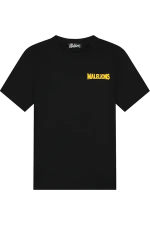 Malelions Men Iconic Slim T-Shirt | Black/Light Orange