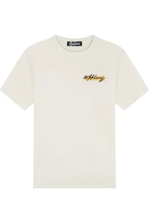 Malelions Men Regular Iconic T-Shirt | Off-White/Light Orange