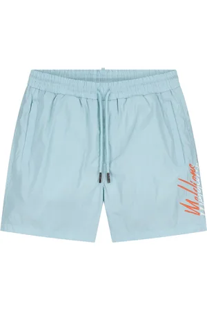 Malelions Men Split Swim Shorts | Light Blue/Coral