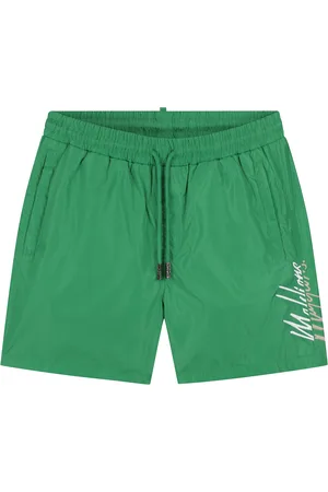 Malelions Men Split Swim Shorts | Green/White