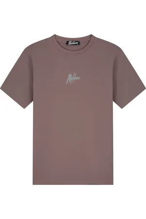 Malelions Men Striped Signature T-Shirt | Stone Brown