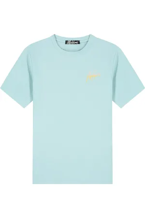 Malelions Men Split Slim T-Shirt | Dusty Turquoise/Taupe