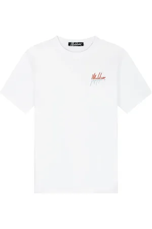 Malelions Men Split Slim T-Shirt | White/Coral