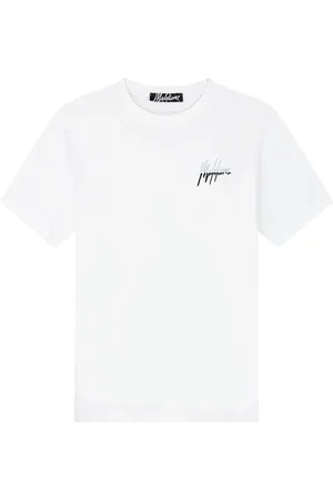 Malelions Men Split Slim T-Shirt | White/Dusty Turquoise