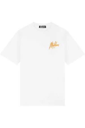 Malelions Men Signature Drip T-Shirt | White/Orange