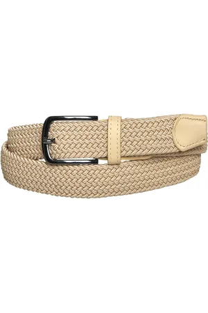 French Connection Heren geweven riem Steen/Steen leer