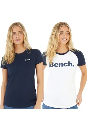 Bench Twee T-shirts Dames Nerissa Wit/Marineblauw