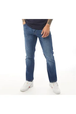 Crosshatch Heren Princed Straight Fit Jeans Stone Wash