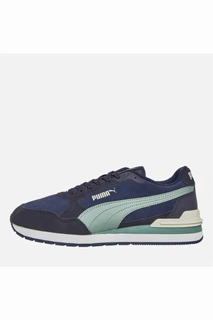 PUMA Herenschoenen ST Runner V4 Suède Trainers Navy/Green Moon/New Navy
