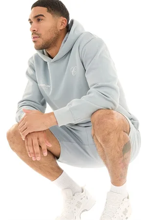 Closure London Hoodie en Shorts met Dubbel Logo Heren Grijs