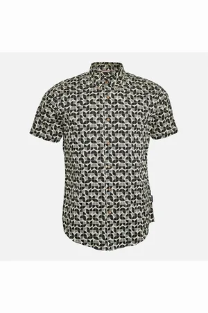 Ben Sherman Heren Linear Print Overhemden met korte mouwen