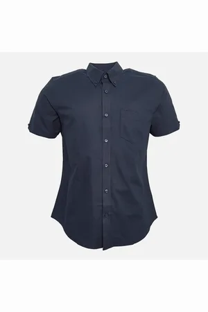 Ben Sherman Heren Oxford Overhemden met korte mouwen Marineblauw