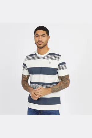 Ben Sherman T-shirt met ruitjesstrepen Heren Sneeuwwit