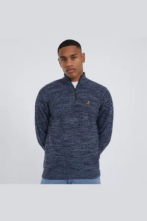 Brave Soul Trui met 1/4 ritssluiting en trechterhals Heren Quarrie Navy/Blauw