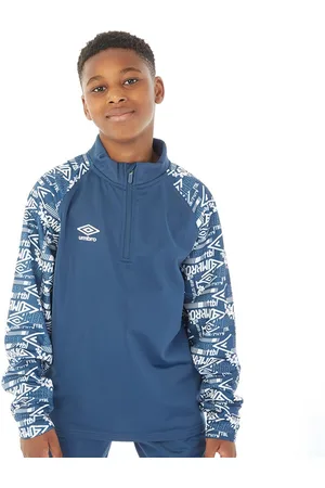 Umbro Trainingstrui met 1/4 ritssluiting jonge Jongens Alliance Graphic Poseidon/Briljant Wit