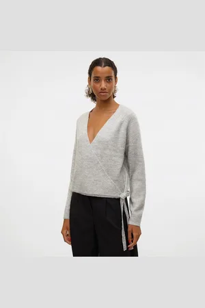 VERO MODA Dames Filuca Wrap Cardigan Licht Grijs Melange