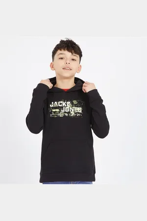 JACK & JONES JACK & JONES Zwarte Hoodie Jongens met Buitenlogo