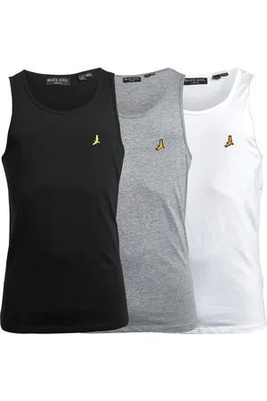 Brave Soul Heren Giza Drie Pack Vesten Licht Grijs Melange/Jet Zwart/Optic Wit