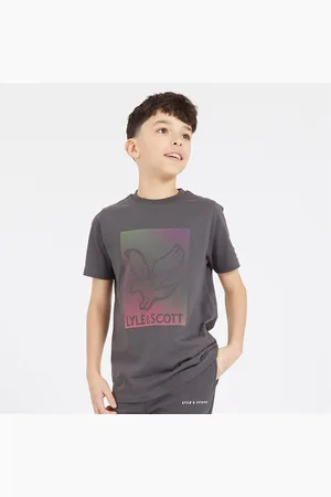Lyle & Scott T-shirt Jongens met stippen en adelaar W635 Gunmetal