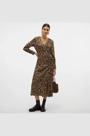 VERO MODA Dames Verena wikkeljurk tijgeroog
