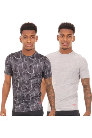 Reebok Herenshirts Bartel Performance Set van 2 Grijs Melange/Zwarte Print